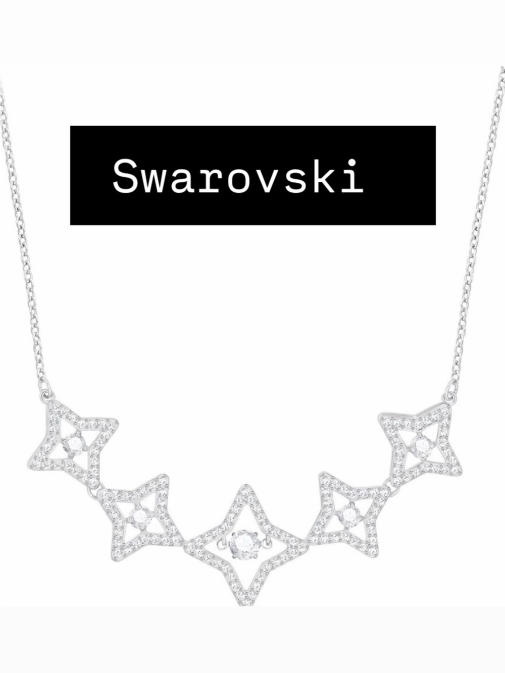 Swarovski Silver Star Link Crystal Necklace NWT